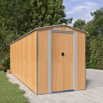 Tuinhuis Donkerbruin 192x357x223 Cm Gegalvaniseerd Staal