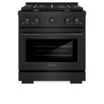 ZLINE 30 inch 4,2 cu. ft. Paramount Dual Fuel-fornuis met 4-pits gaskookplaat en elektrische heteluchtoven in zwart roestvrij staal (SDRB-30)