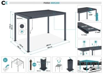 Cazeboo bioklimatische Pergola Piana Aluminium